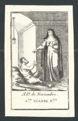 Holy card antique grabado de Santa Isabel image pieuse santino estampa  