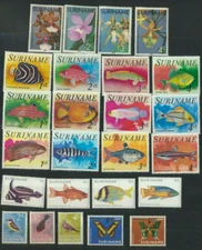 Surinam Mini Mint NH Collection 25 Different Birds,Fish,Flowers,Butterflies