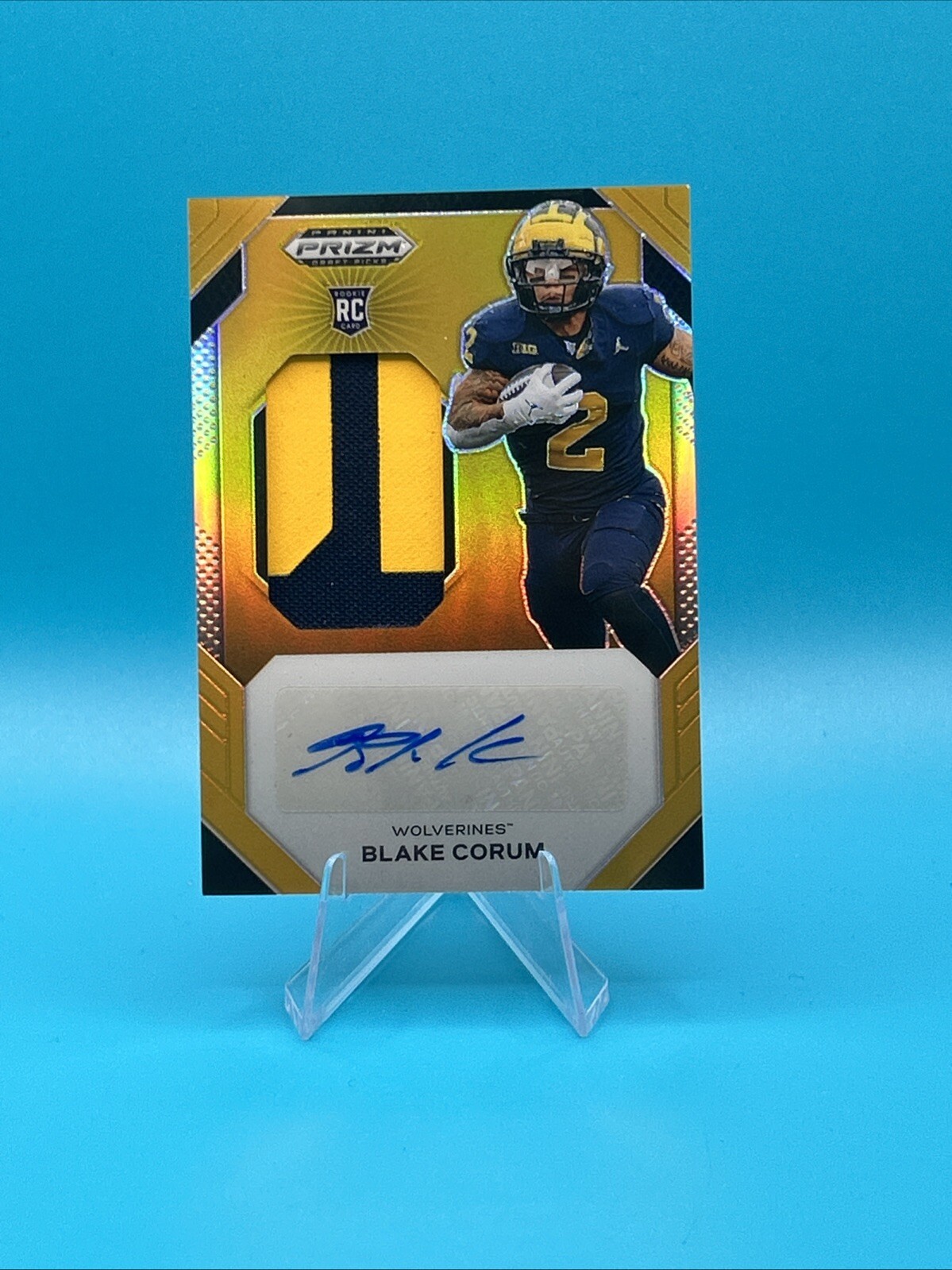 2024 prizm draft picks football BLAKE CORUM gold patch auto 9/10