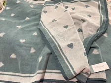$575 D. Porthault France NWT (1) Beach Towel 30”x71” Hearts Aqua LAST