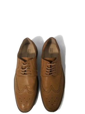 Perry Ellis Cognac Leather Wingtip Shoes New Perry Ellis Portfolio Milton Mens Brown Oxford Wingtip  main image 2