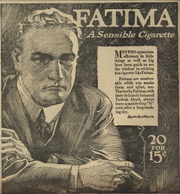 FATIMA TURKISH CIGARETTE ADVERTISEMENT - VINTAGE 7/18/1916 NY Tribune  NEWSPAPER