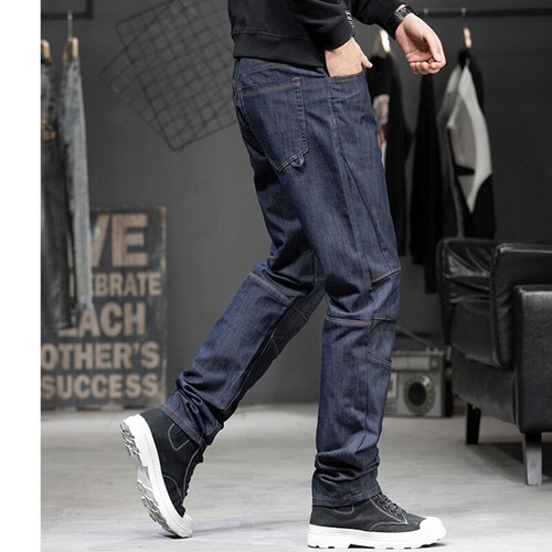 Men Denim Jeans Pants Stretch Loose Cargo Work Trousers Straight Leg Solid Cosy - Picture 3 of 10