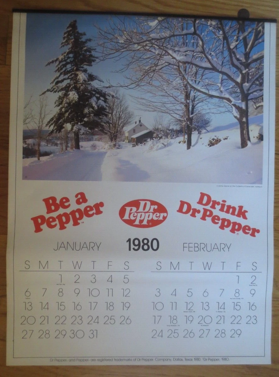 Dr Pepper 1980 Calendar Winter Scene Drink Dr Pepper Be a Pepper | eBay