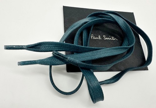 PAUL SMITH WAXED COTTON DARK TURQUOISE FLAT SHOELACES / SHOE LACES NEW 23 inches - Picture 3 of 6