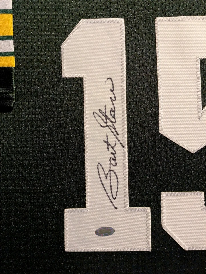 CAMISETA DE GAMUZA ENMARCADA GREEN BAY PACKERS BART STARR AUTOGRAFIADA FIRMADA STEINER HOLO Foto 3 de 4
