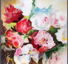 ORIGINAL Oil Painting Floral Original Art Peonies  Painting Impasto Textured art