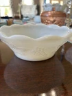 Vintage Anchor Hocking Milk Glass Harvest Grape White Bowl Approx 8 ½”x3”