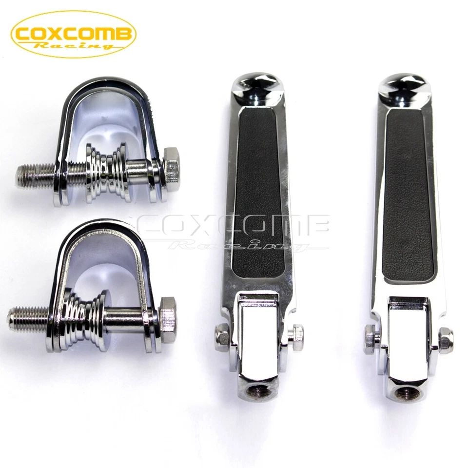 Foot Pegs Clamps 1"~1-1/4" Highway Engine Guard Mount Footpegs For Harley Honda — 第 2/4 张图片