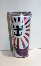 Royal Caribbean Vivid Purple & Orange Sun Burst Cold Drink Tumbler & Lid