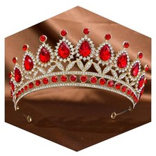 Crystal Tiaras and Crowns for Women - Wedding and Birthday Party Gold Red