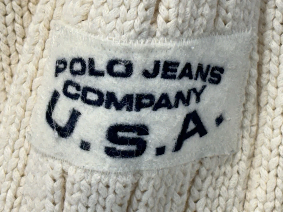 Vtg Polo Jeans Co Turtleneck Sweater Sz X-Large Mens Cream Chunky Nautical Y2K  - Image 4 of 4