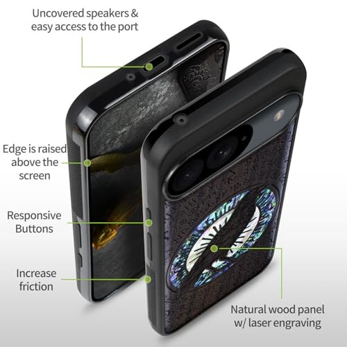 Designer Holz Case für Google Pixel 9 Hülle Schutzhülle [Wood Crow - Schwarz - Bild 7 von 7