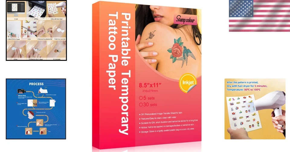 Inkjet Temporary Tattoo Paper 30 Sheets - Image 2 of 4