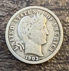 1903 P Barber Dime Silver Circulated United States 10C Coin Uncertified
