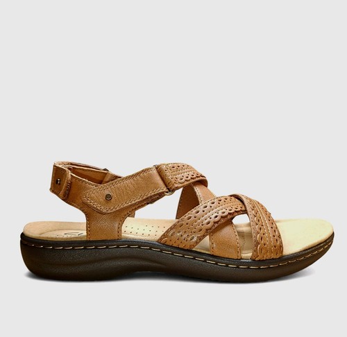 Clarks Laurieann Brown Leather Sandals Size 8 Narrow Adjustable Straps Comfort - Picture 11 of 11