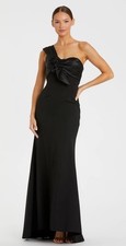 New Mac Duggal One Shoulder Draped Trumpet Gown In Black Size 8