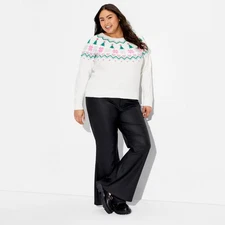 Women's Holiday Fair Isle Festive Graphic Sweater - 2X