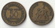 1922 France 50 centimes coin