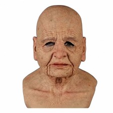 Altmenschenmaske Realistisch Kopfmaske mit Faltigem Gesicht Lebensecht