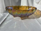 Vintage Carnival Glass Footed Bowl Marigold Iridescent Grape 12.5"