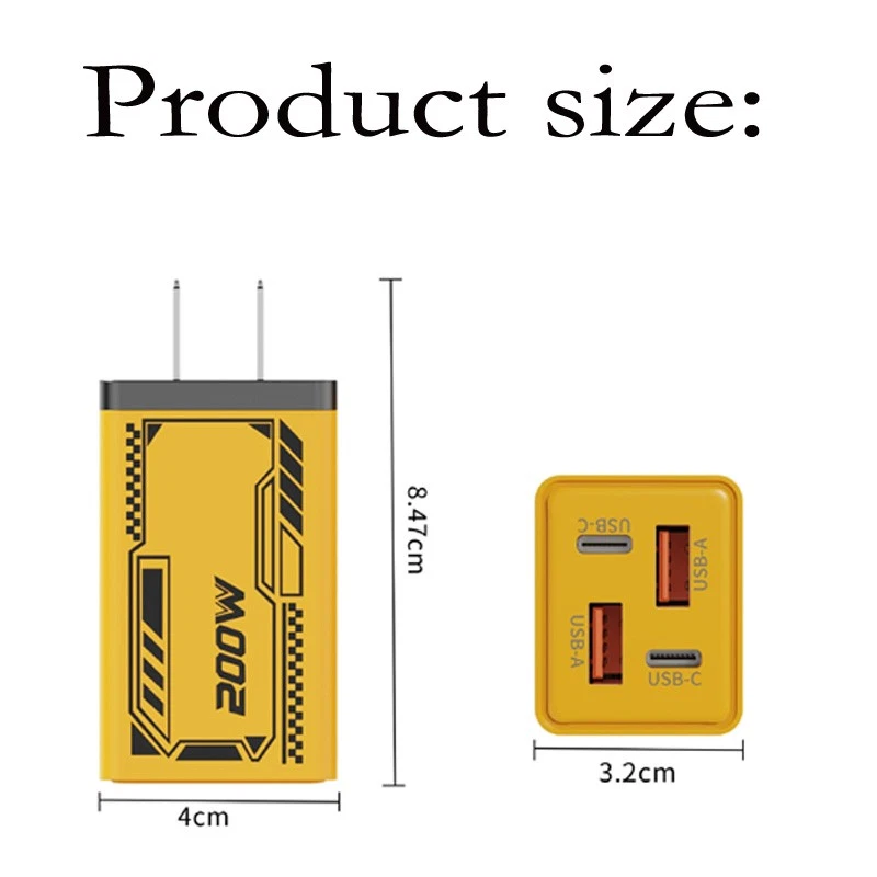 Carregador 200W Gan Multi Porta Dual PD USB Para Samsung Iphone Carregador Carregamento Rápido - Imagem 4 de 4
