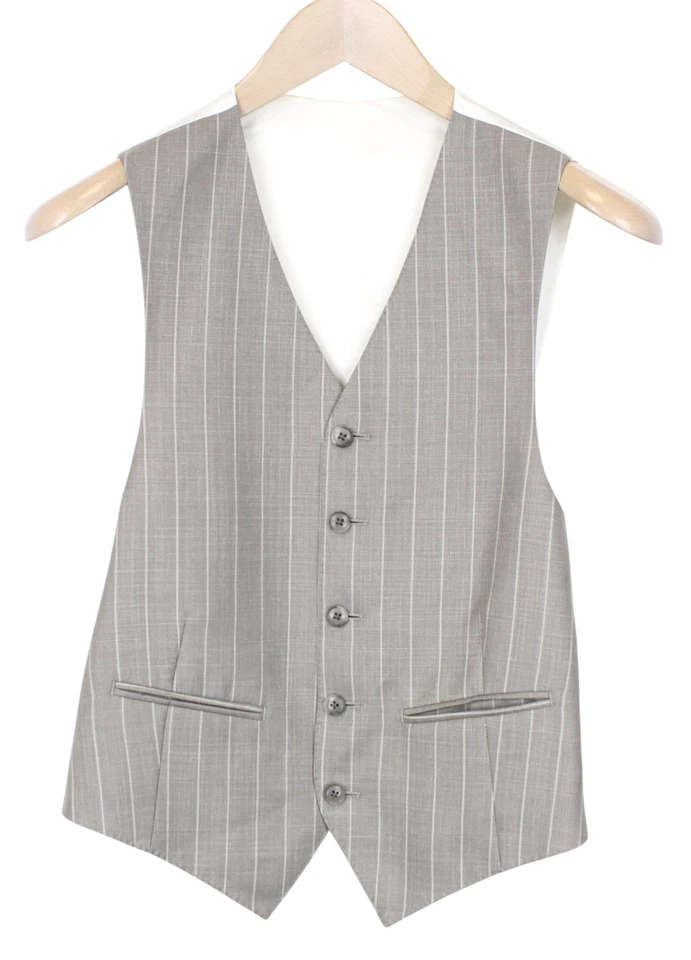 SUITSUPPLY La Spalla Men's UK34S Suit Taupe Striped Wool Silk Linen 3 Piece - Image 3 of 4