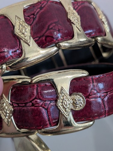 Cintura vintage anni 80 Croc goffrata oro bordeaux dichiarazione ottima tg 30-33 - Foto 5 di 11