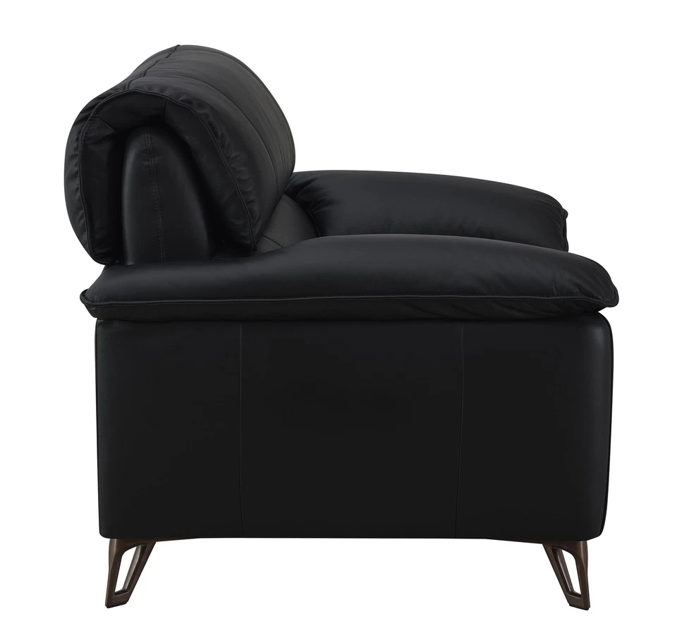 ACME Eilene Contemporary Top Grain Leather Upholstered Loveseat in Black - Image 4 of 4