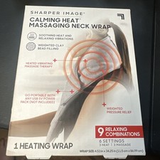 Sharper Image Calming Heat Massaging Vibrating Weighted Adjustable Neck Wrap NEW