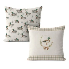 Mallard Duck Pillow Covers 18x18, Mallard Duck Nursery Decor, Farmhouse Beige...