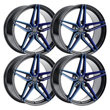 Set-4 Mach Mf2 20x9 5x120 10mm Black Blue Wheels Rims 20 Inch Set-4 Mach Mf2 20x9 5x120 10mm Black Blue Wheels Rims 20 Inch