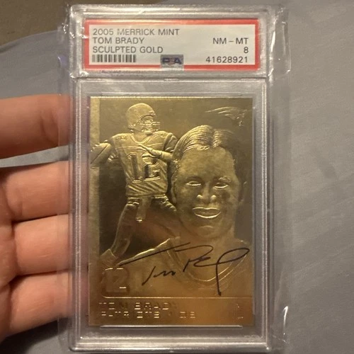 TOM BRADY SCULPTED GOLD PSA 8 2005 MERRICK MINT