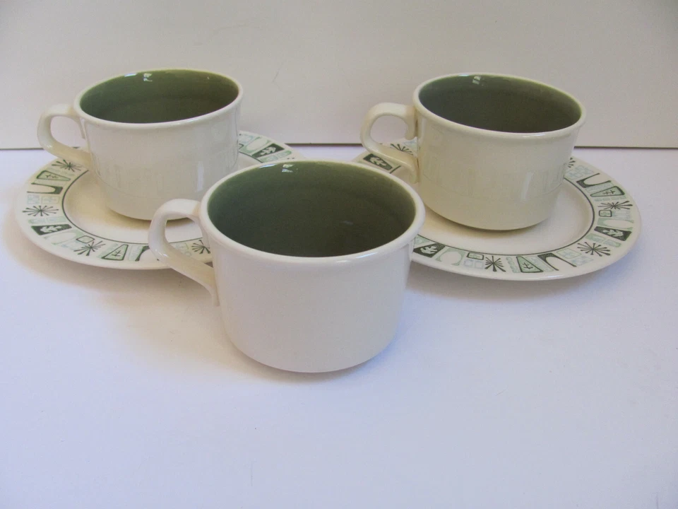 Taylor Smith Taylorstone-Atomic Starburst-Geométrico-Juego de 3 tazas y 2 platillos Foto 4 de 4