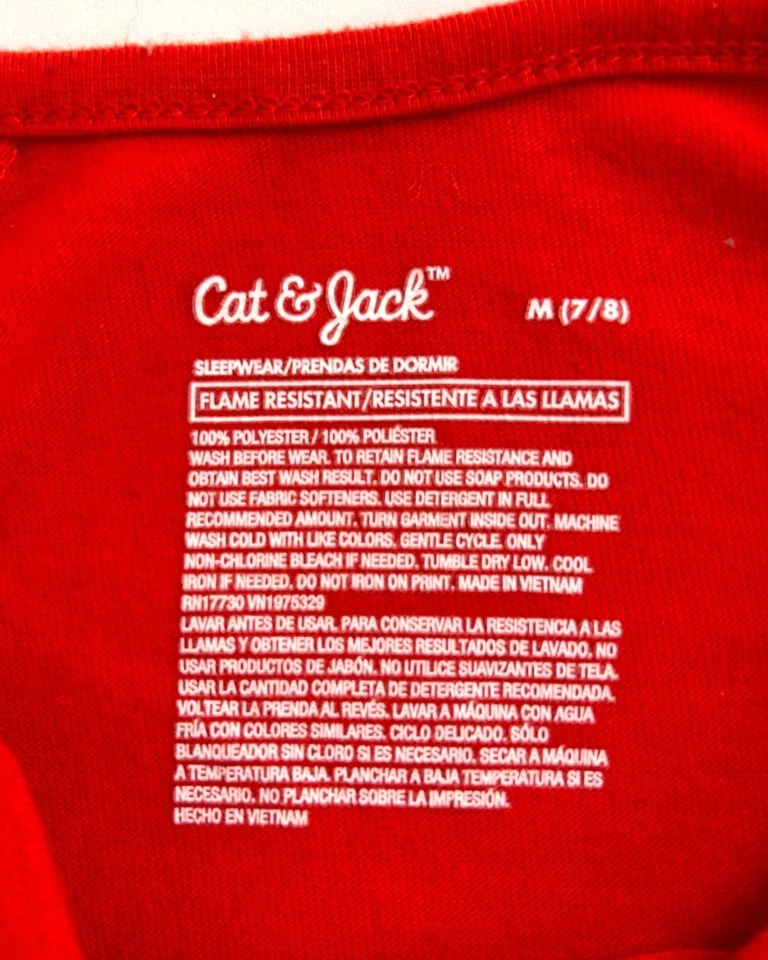 Girl's Cat&Jack 2 Pc Pajamas "Oh What Fun" Xmas, Reindeer/Tree/Present, Sz M 7-8 - Image 4 of 4