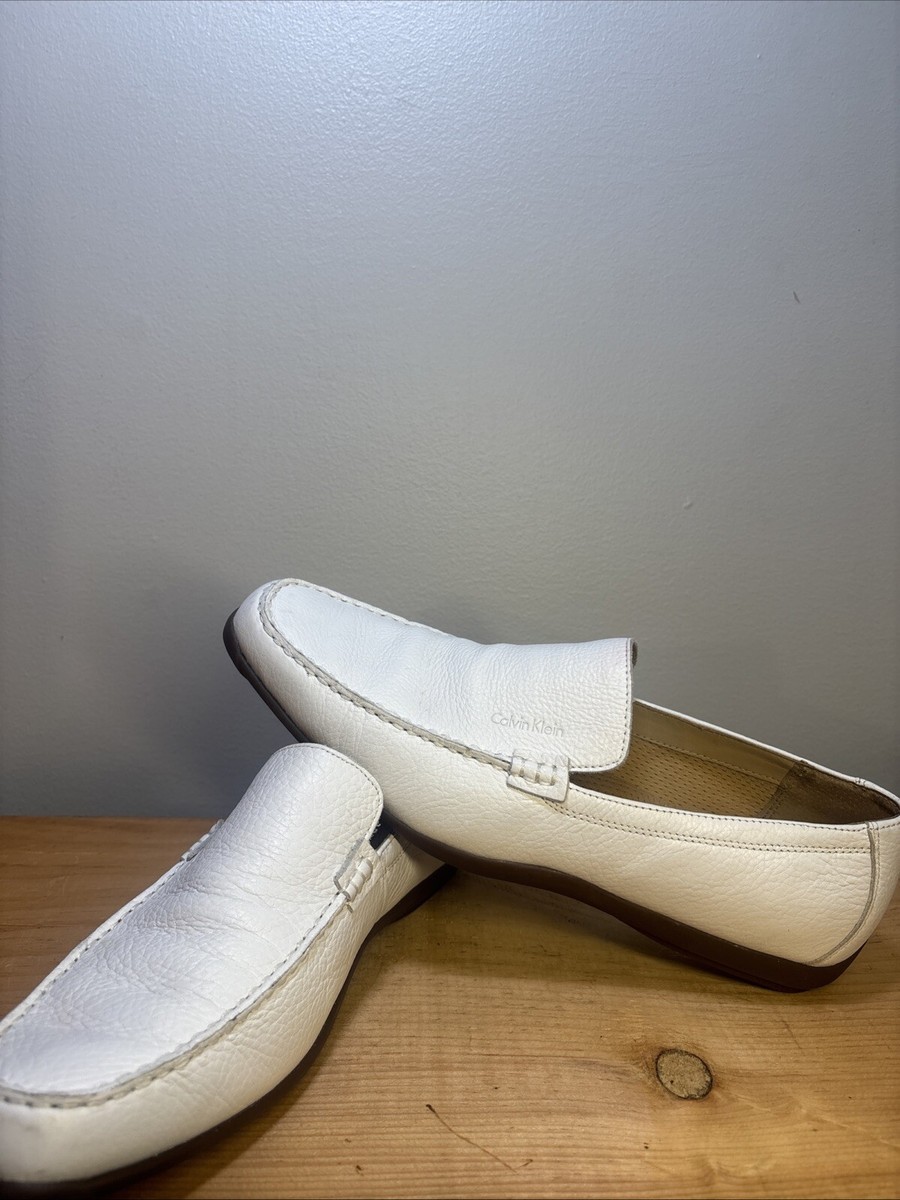 Calvin Klein Men s Ivo Nappa Calf Slip On White Sneakers Size 11 F2500 K06 eBay