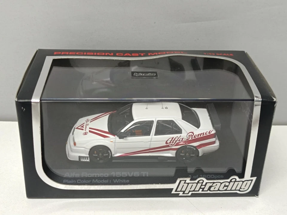 Alfa Romeo 155 V6 Ti 1996 Plain Color model White Hpi-racing 1:43 Limited - Immagine 2 di 2