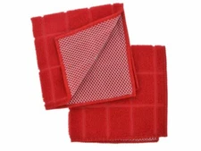 Red Dish Cloth 4 Pack Mesh Scrubber Microfiber Kitchen Cleaning Towels