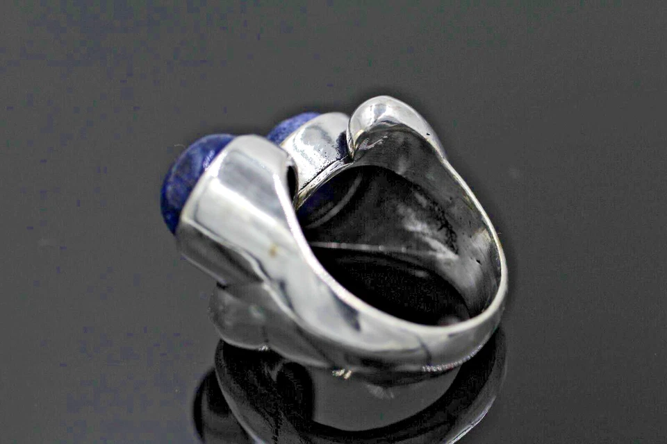 Этническое племенное ювелирное кольцо в ретро-стиле с синим лазуритом латунное кольцо размер США «7,5 - Изображение 3 из 4