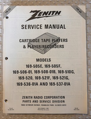 Nov/81 Zenith Models 169-505E,169-505F, 169-506-01 Radio Service