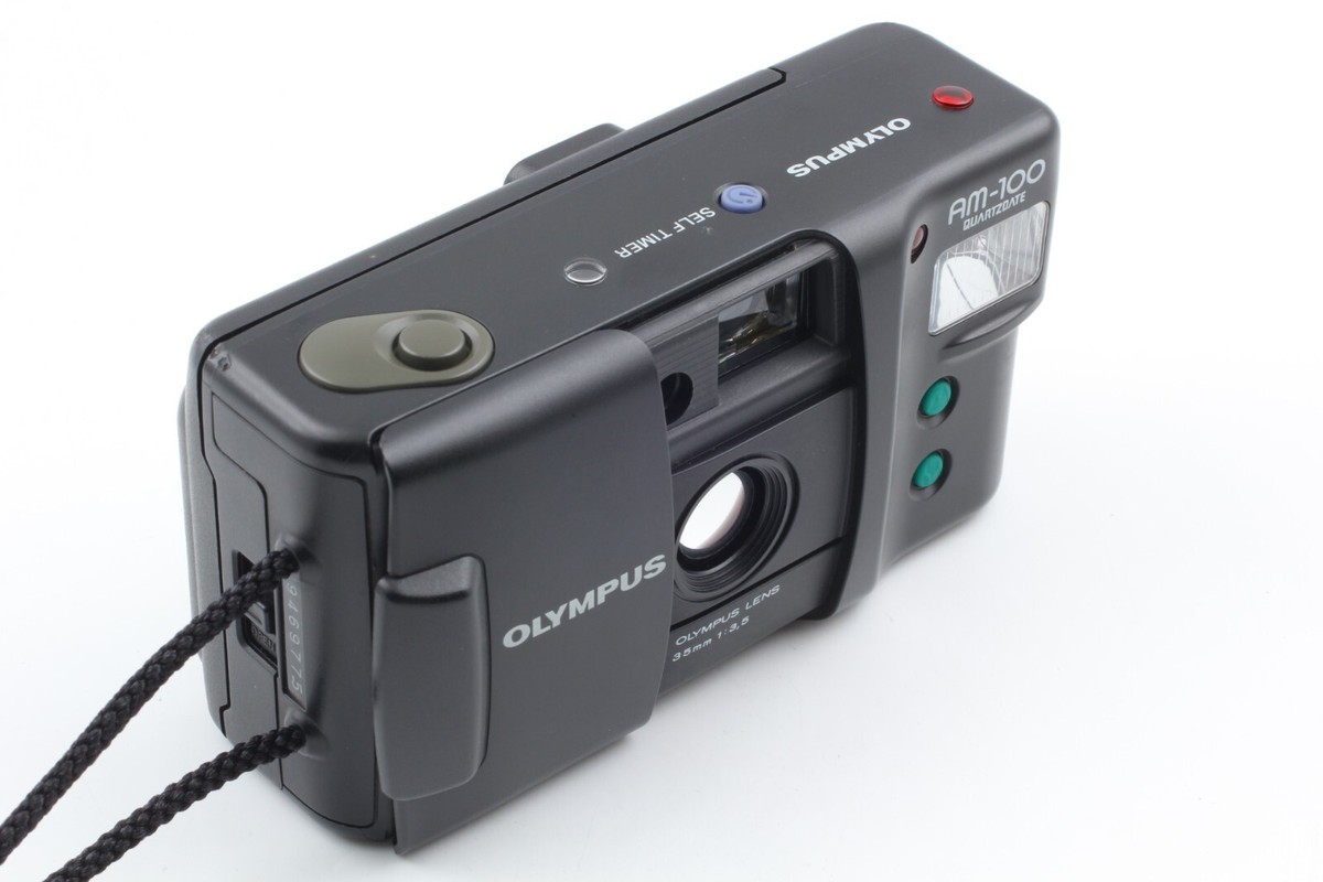 フィルムカメラ Olympus Am-100 QUARTZ DATE F0605-12e p Near mint]Olympus AM-100 Quartz Date QD Black Point & Shoot