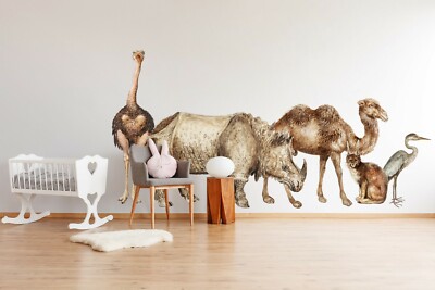 3D Ostrich Camel A14 Animal Wallpaper Mural Poster Wall Stickers Decal Zoe