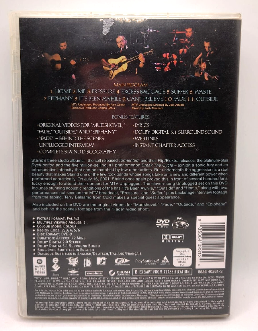 Staind - MTV Unplugged (DVD, 2001, Parental Advisory: Explicit