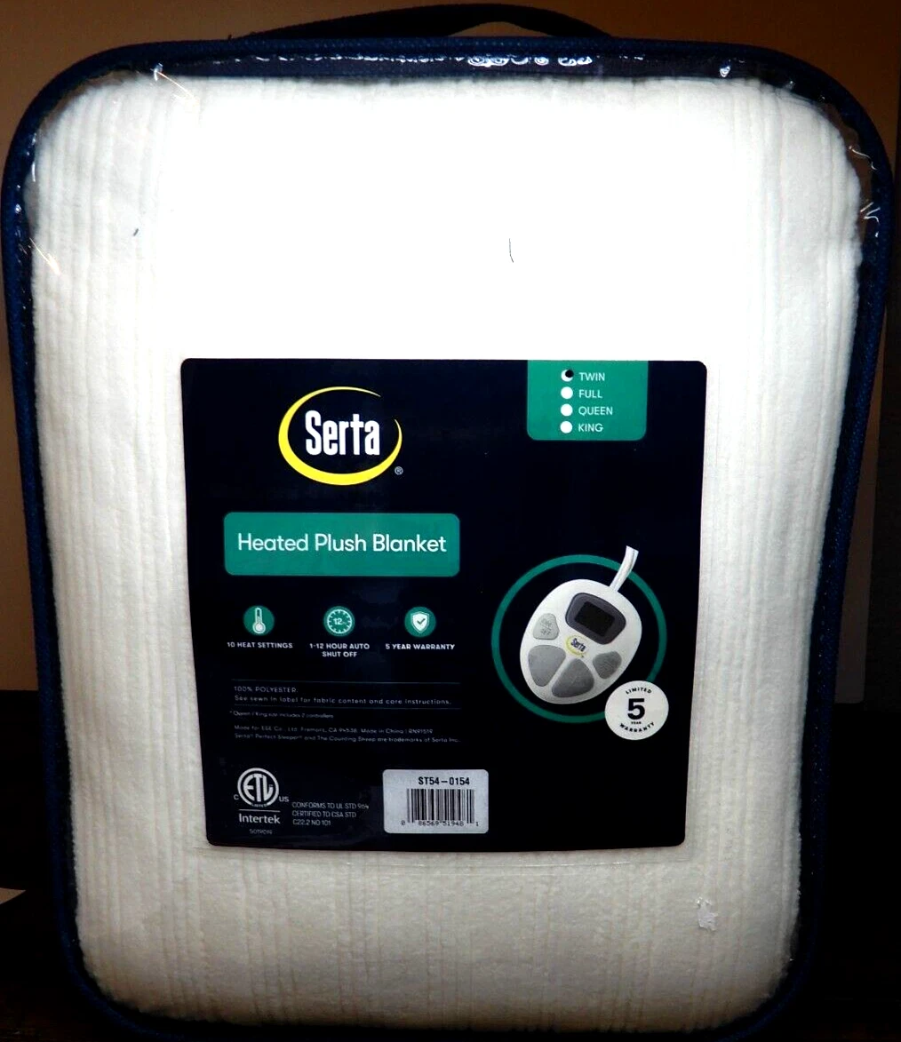 Serta Electric Blanket, Plush heated throw blanket, Twin, Machine washable  | eBay