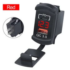 USB-C PD QC3.0 Dual USB Car Charger Socket 12V 24V Phone Charge Power Adapter