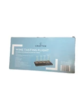 Wine Tasting Flight Set Of 4 Decanter Glasses On Wood Board Chalk Slate New