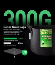 VIVOSUN 5-Pack 25 Gal/95L Grow Bags Heavy Duty Non-woven Fabric Pots w/ Handles