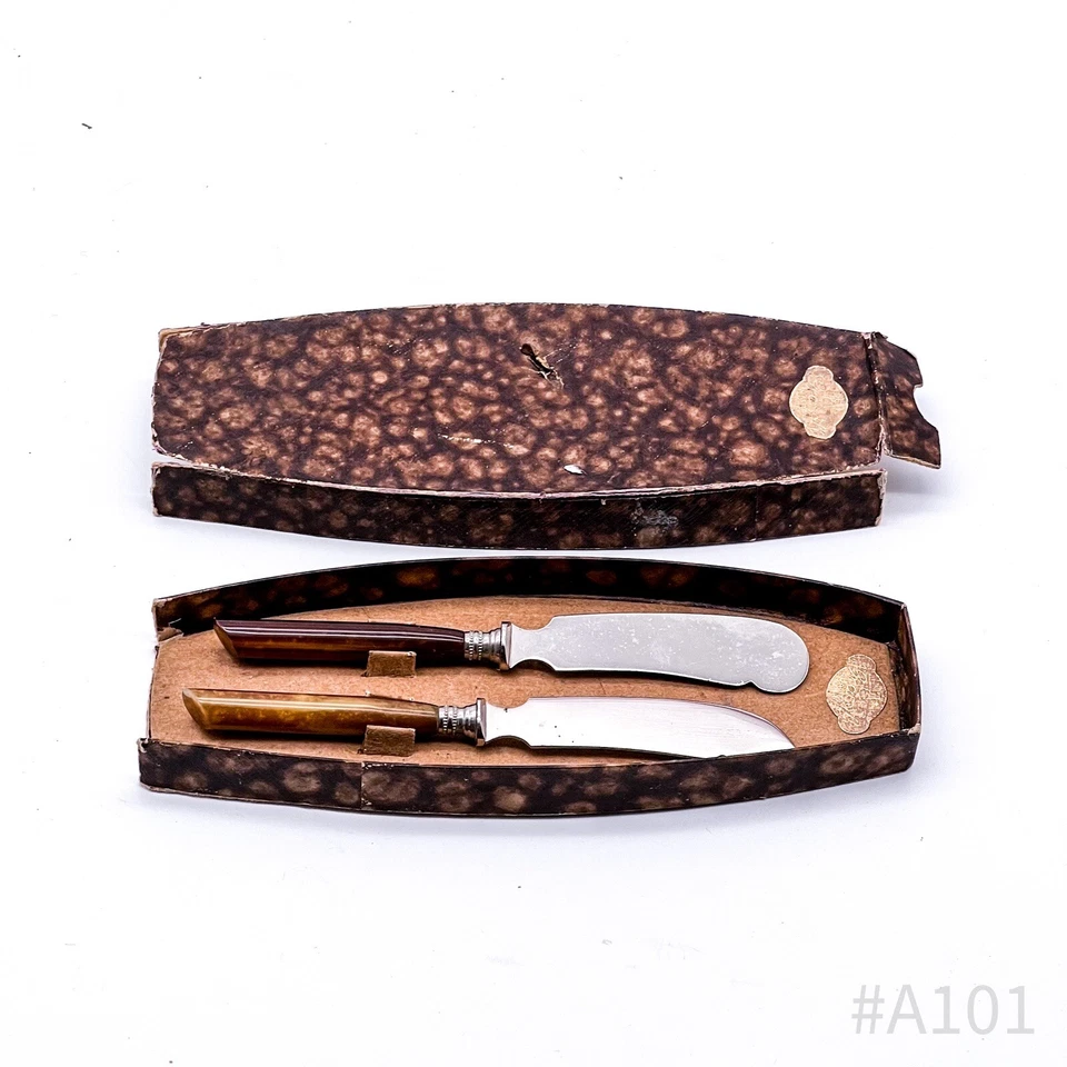 Vintage Messer mit Horngriff & Etui punziert D.R.G.M Graserli Qualitäts Marke - Bild 4 von 4