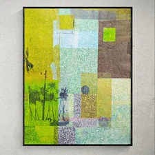 Original Art Mixed Media Collage on 11x14 on Art Paper. 'Palmwave Mosaic'