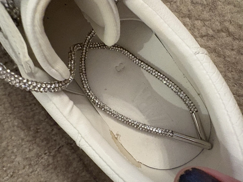 Zapatillas deportivas Zara gruesas de cuero blancas para mujer con cordones plateados talla 39 EUR/7 EE. UU. Foto 3 de 4